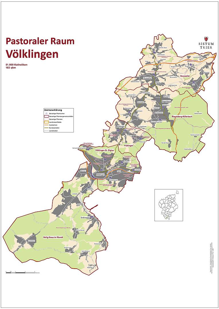 Kartenausschnitt Pastoraler Raum Völklingen